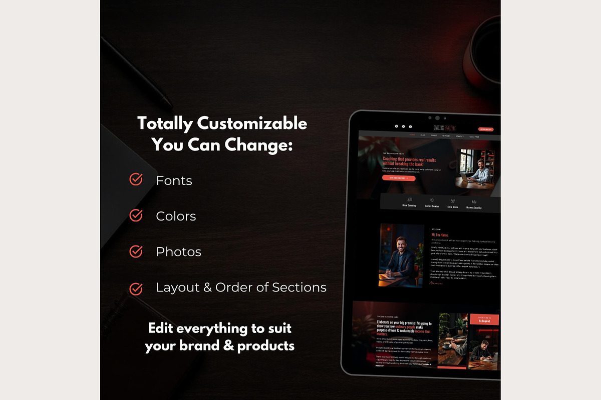 Systeme.io Dark Mode Red Blog, a Landing Page Template by Hayley's Digital Hub (Photo 5 of 10)
