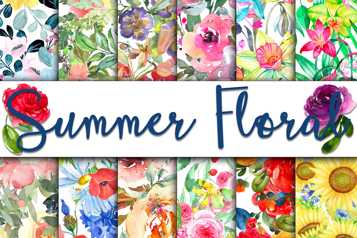 Floral Digital Paper Bundle, a Texture Illustration by OldMarket Designs (Photo 11 of 13)
