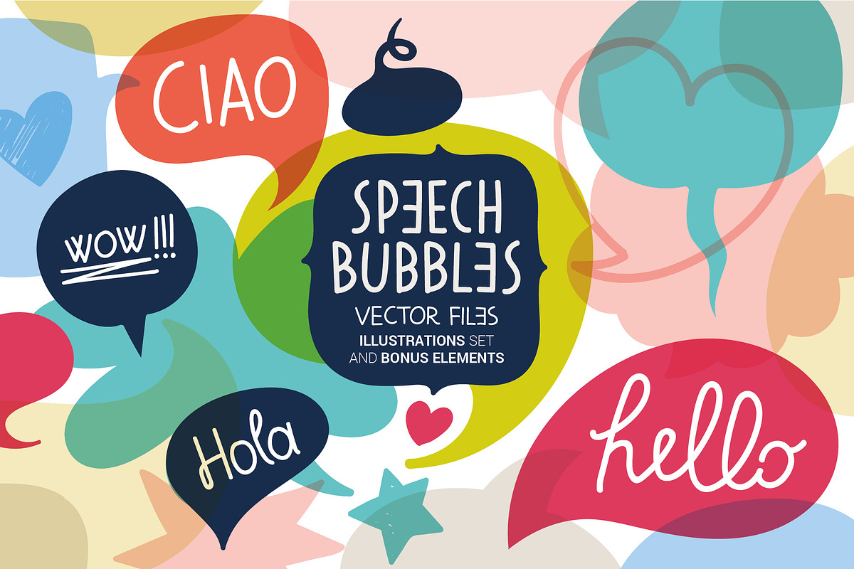 Vector Speech Bubbles Set, a Texture Illustration by FourLeafLover (Photo 1 of 10)