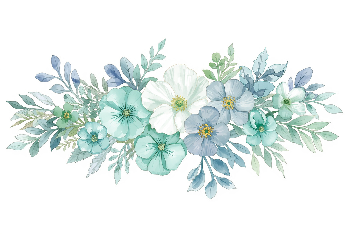 Elegant Blue Watercolor Blooms, an Illustration by Amazin_art (Photo 10 of 11)