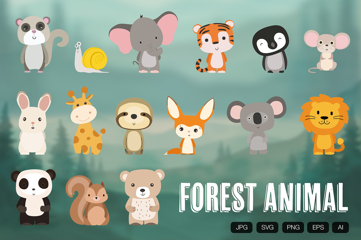 15 Forest Animal Character, an Object Graphic by vintagio