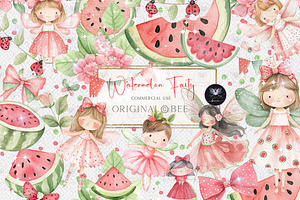 Watermelon Fairy Clipart Summer, an Illustration by BigCakeBee