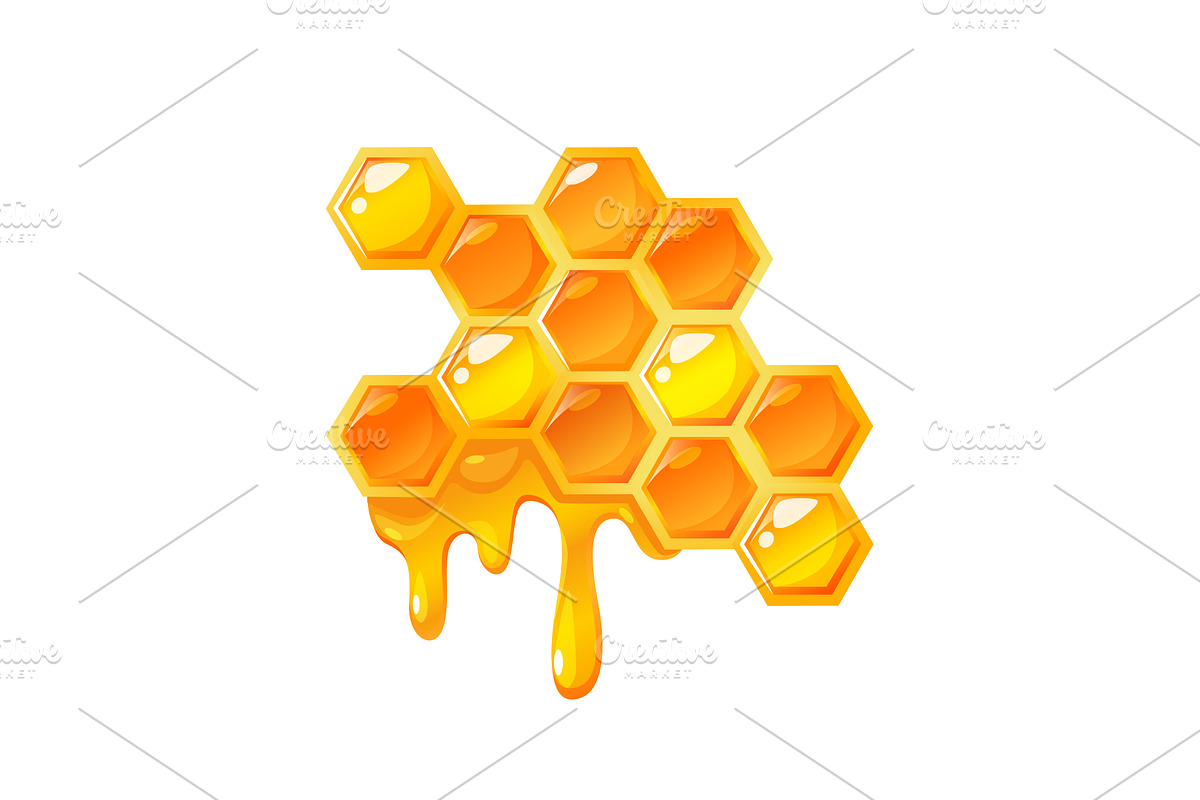 Honeycomb illustration, a Food Illustration by Elen_Art