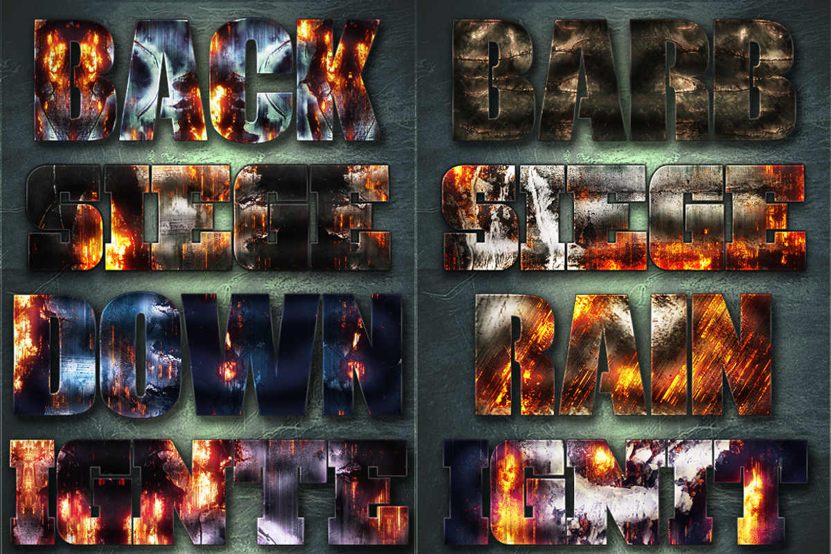 32 Extreme War Layer Styles Bundle 3, a Layer Style Add-On by DesignFathoms (Photo 1 of 2)