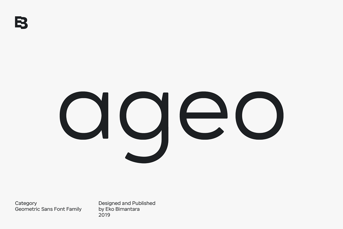 Ageo; 16 Geometric Font Family, a Sans Serif Font by Eko Bimantara (Photo 1 of 13)