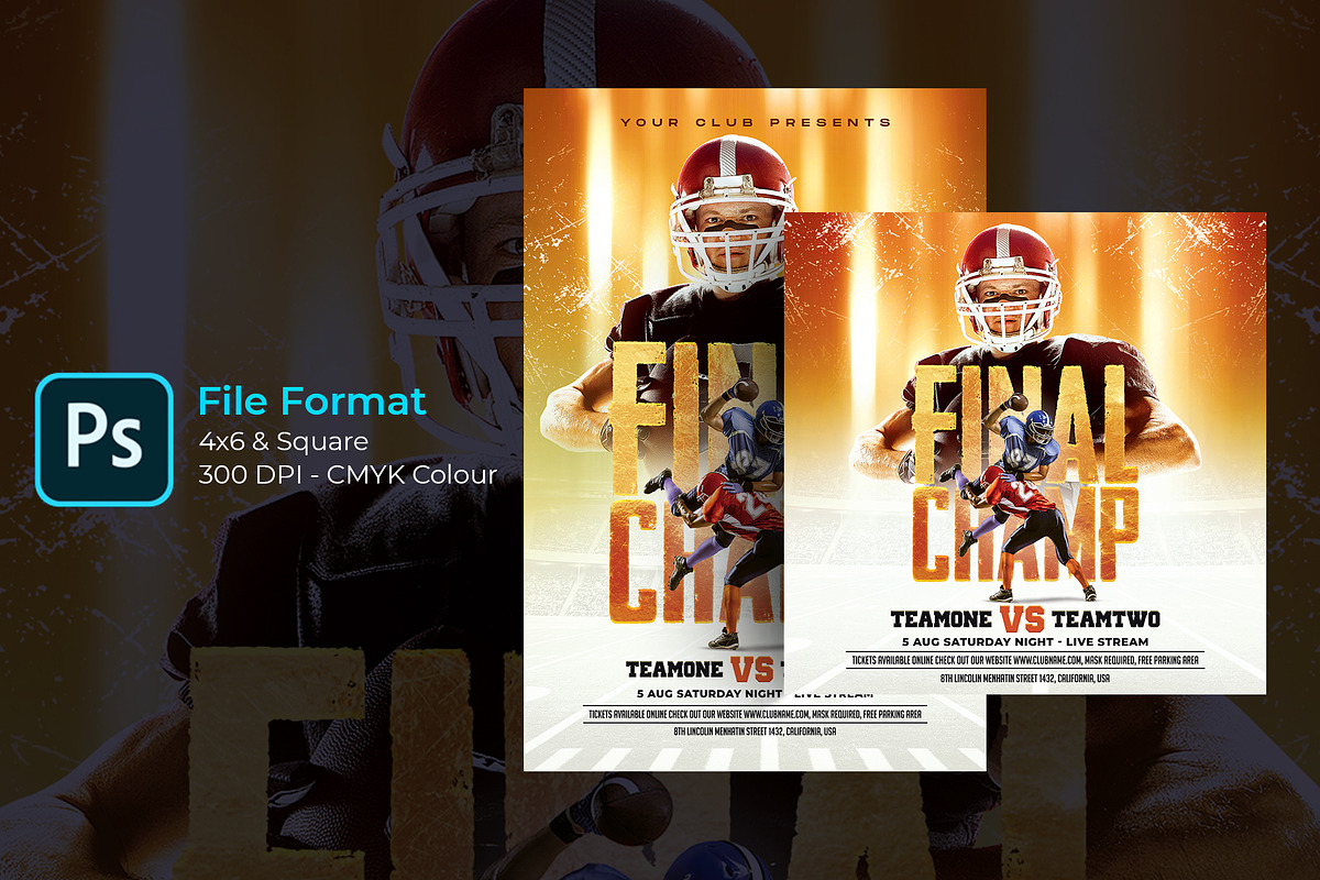 American Football match Flyer, a Flyer Template by bunebx (Photo 2 of 6)