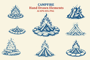 Campfire Hand Drawn Elements, an Object Graphic by e-artdesign