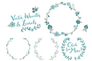 Vintage Blue Vector Flower Wreaths, an Illustration by Amanda Ilkov (Thumbnail 3 of 3)