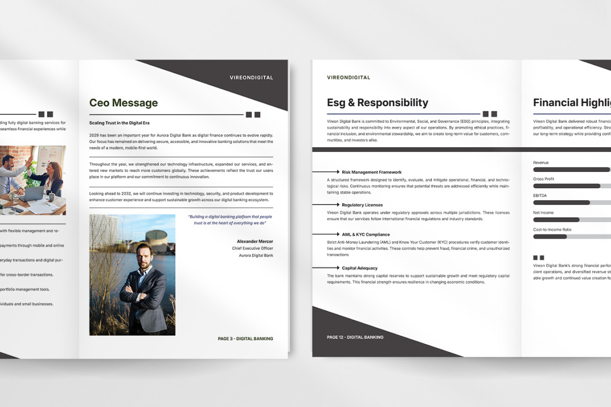 Modern Banking Report Brochure, a Brochure Template by trabaskriya (Photo 4 of 6)