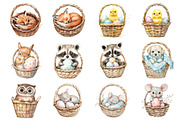 Easter Baby Animals in Baskets, an Illustration by Design Market (Thumbnail 2 of 5)