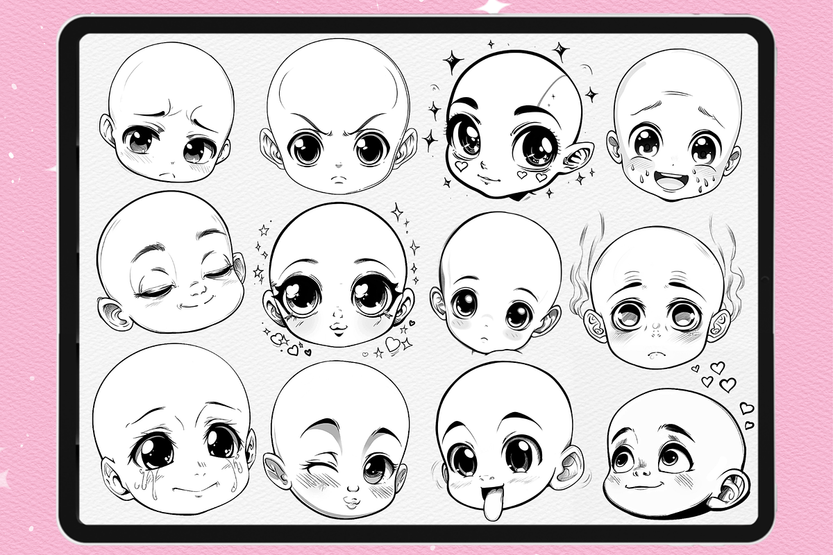 Procreate Chibi face brushes, a Brush Add-On by Revabrush (Photo 3 of 7)