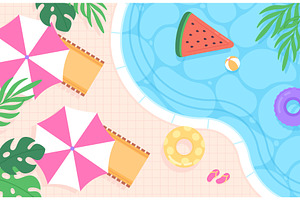 Rest on swimming pool background, an Object Illustration by LadadikArt