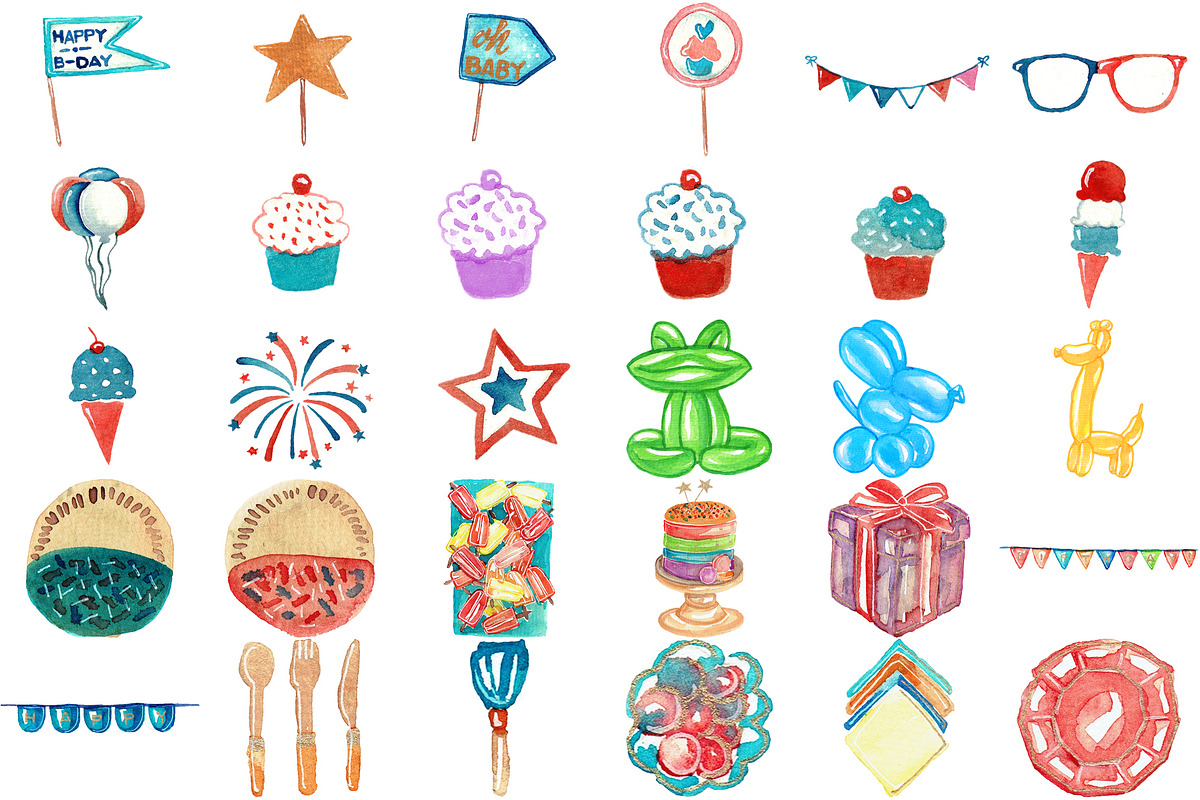 175 Super Bundle: Vintage Birthday, an Education Illustration by LilyBoo Clipart (Photo 6 of 7)
