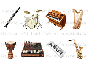 Watercolor Music Instruments Clipart