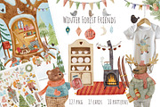 Winter Forest Friends, an Animal Illustration by Kattypainting (Thumbnail 1 of 10)