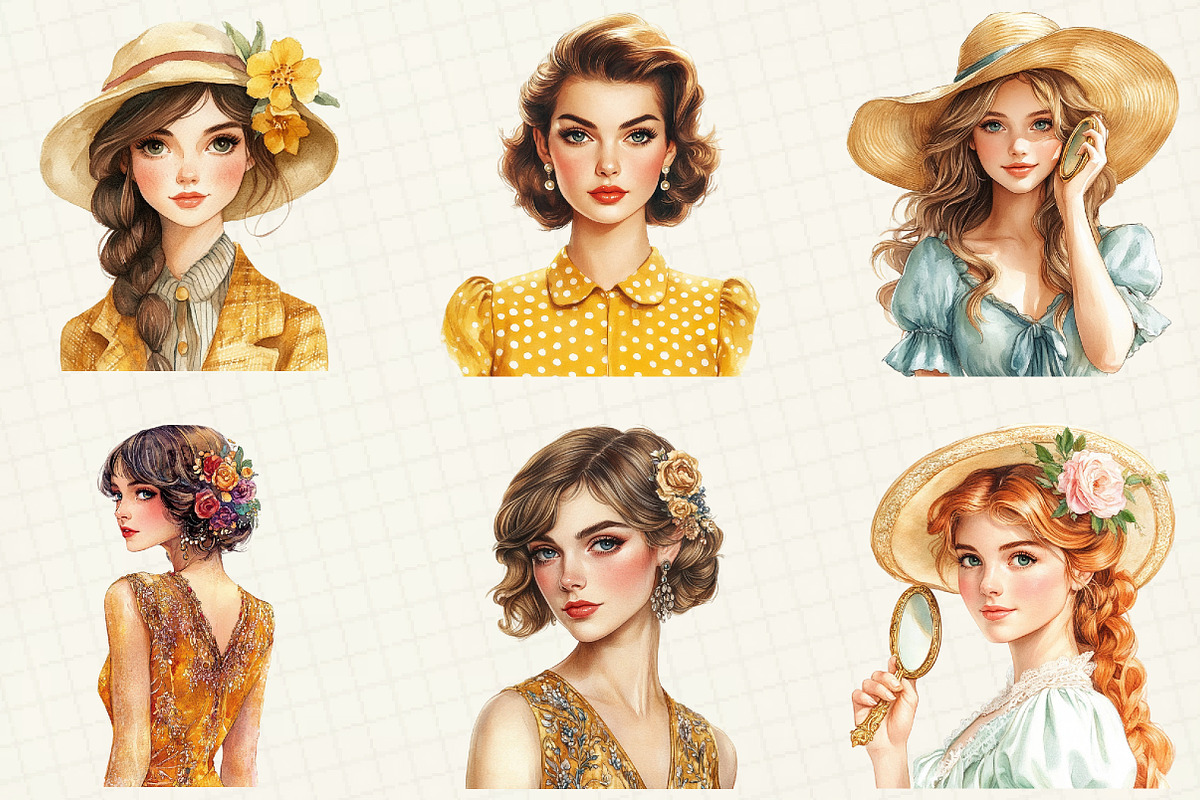 Gold Spring Woman Clipart, an Illustration by OK Design (Photo 3 of 5)