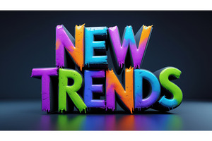 Vibrant 3D text NEW TRENDS in, an Illustration by tilialucida