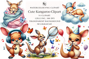 Cute Kangaroo Clipart Bundle, an Illustration by OK Design (Thumbnail 1 of 5)