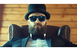 Bearded Man in Top Hat and, a Person Photo by Lermont51