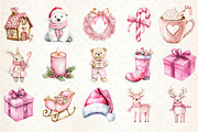 Cute Pink Christmas Clipart, an Illustration by Rose Art (Thumbnail 3 of 4)