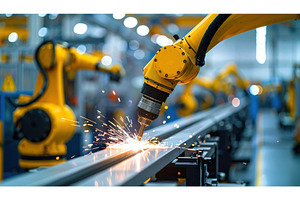 An industrial robotic arm welding, an Industrial Photo by Igor Tichonow