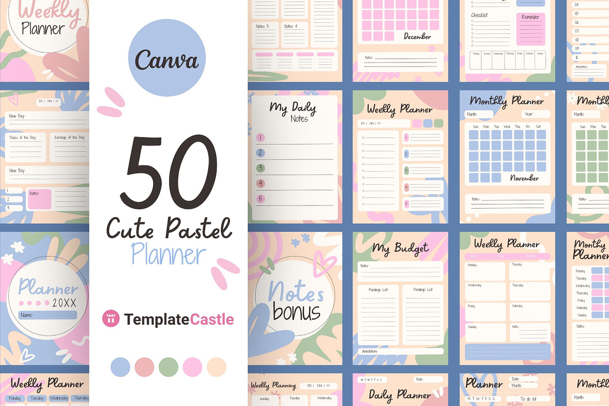 50+ Canva Planner Templates, a Templates & Theme by TemplateCastleStore