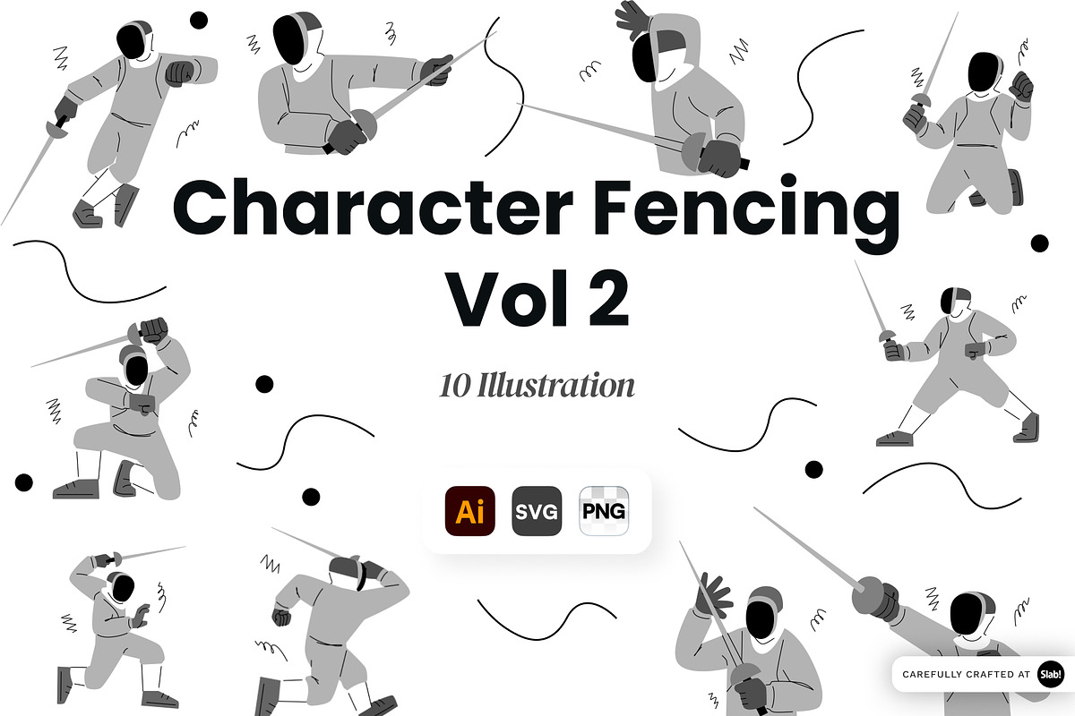 Character Fencing Vol. 2 Doodle, a Sport Illustration by SLAB! Design (Photo 1 of 3)