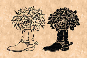 Cowboy Boots With Flowers SVG.