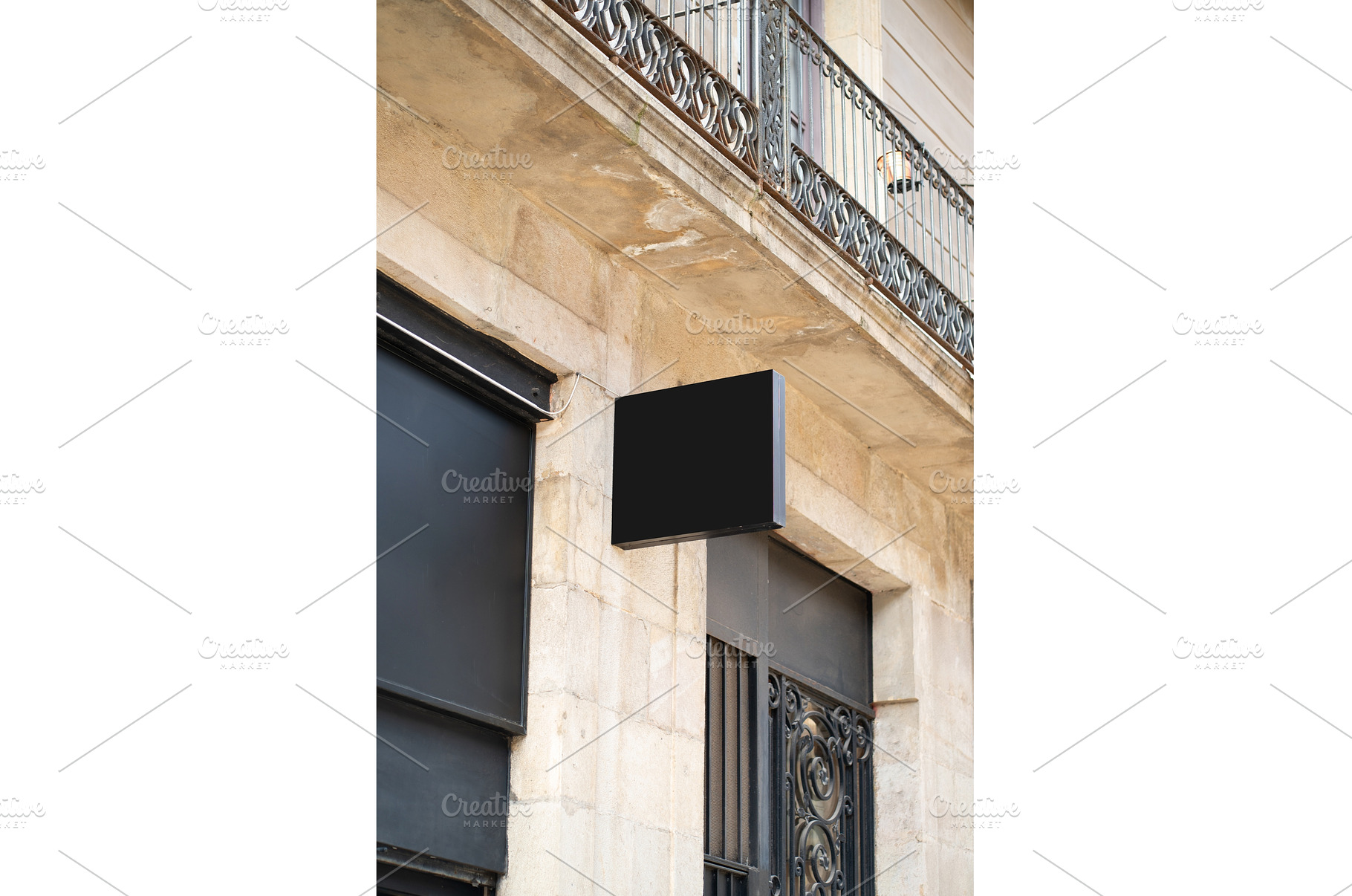 Black rectangular blank store sign, an Architecture Photo by volodymyrshtun13795