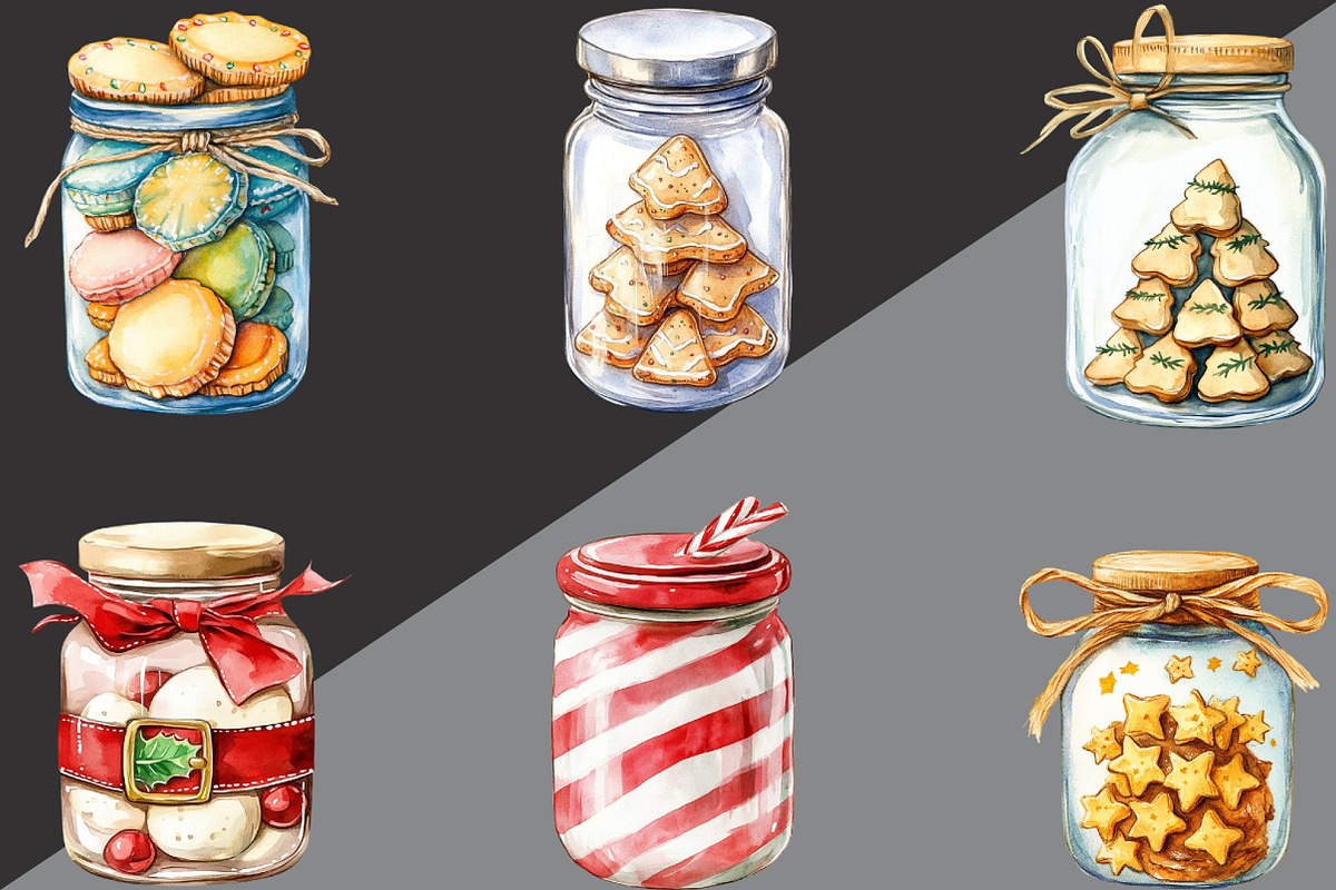 Christmas Cookie Jars Clipart, an Illustration by Black Bird Studio (Photo 3 of 6)
