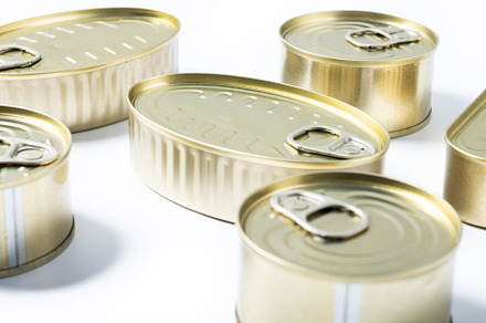 Various canned food in metal cans isolated on white background, a Food & Drink Photo by etorres69