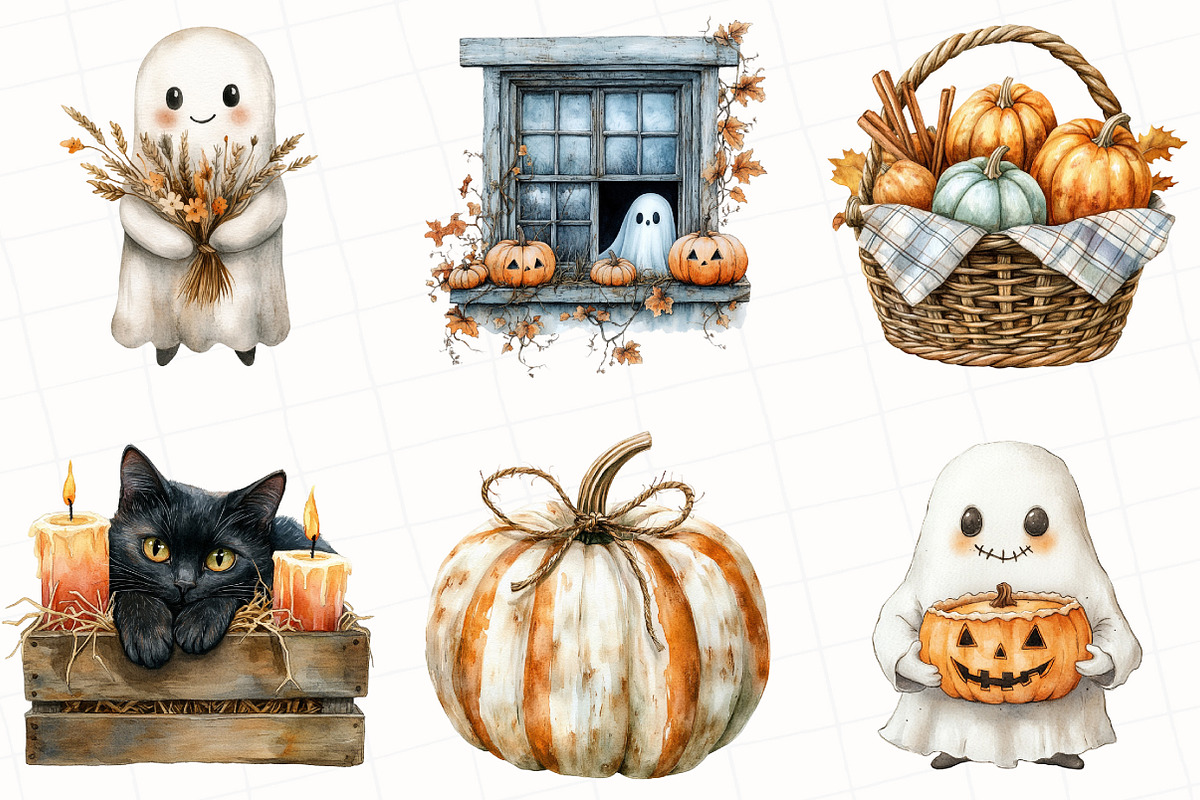 Watercolor Halloween & Fall Clipart, an Illustration by OK Design (Photo 2 of 5)