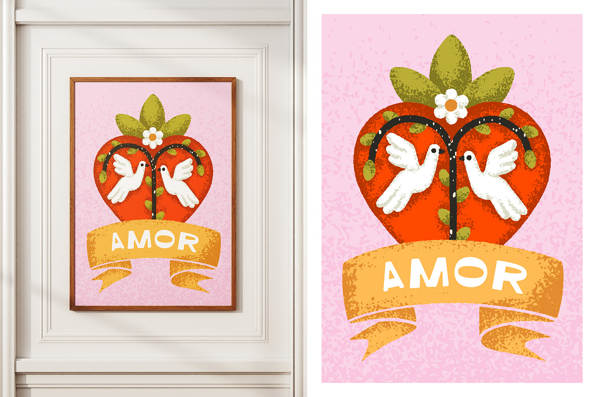 Sacred Mexican hearts posters, cards, an Illustration by Good Studio (Photo 2 of 5)