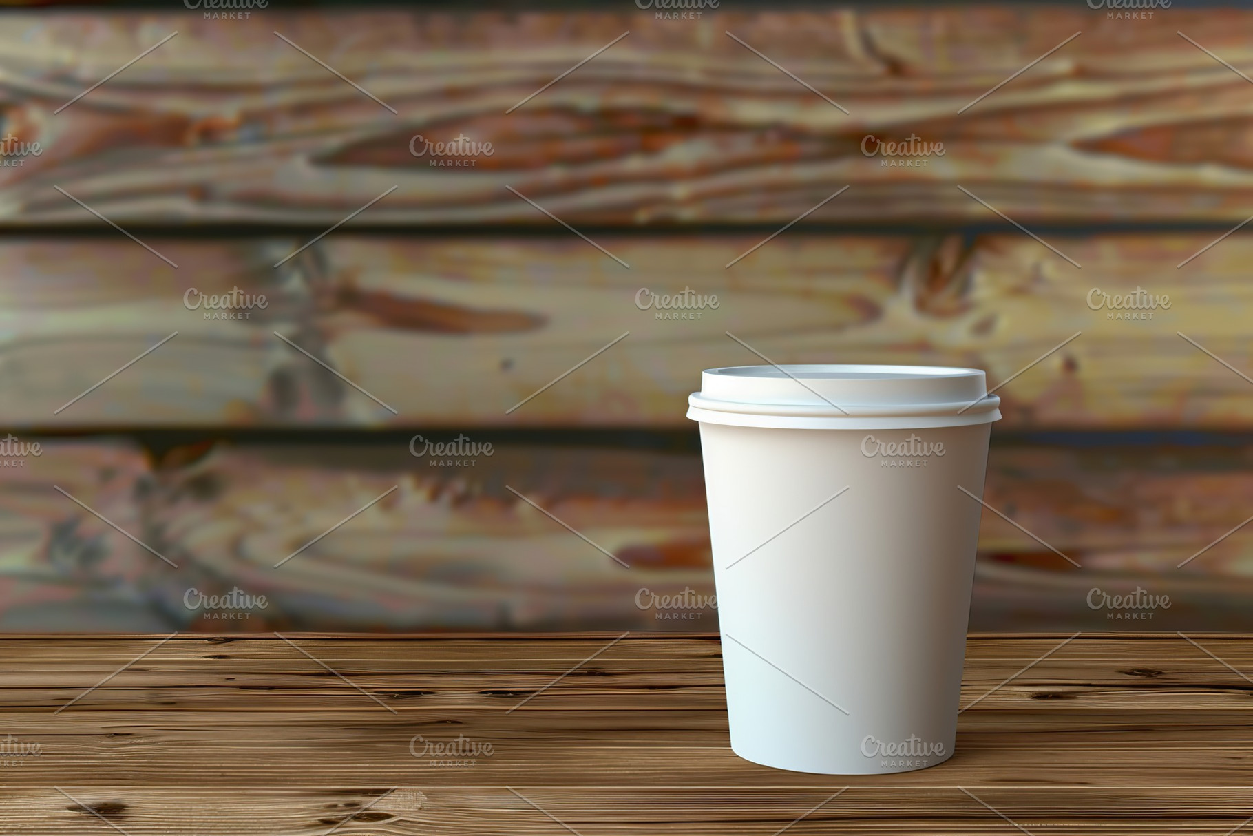 Coffee in blank craft cup on wooden table. Take away cup, a Food & Drink Photo by AlyaAnd
