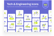 150 Tech and Engineering Icons, an Outline Icon by Creative Stall (Thumbnail 1 of 9)