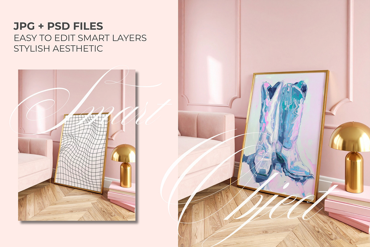 Pink Frame Mockup PSD Smart Layers, a Merchandise Mockup by Honey Island Studio (Photo 3 of 3)