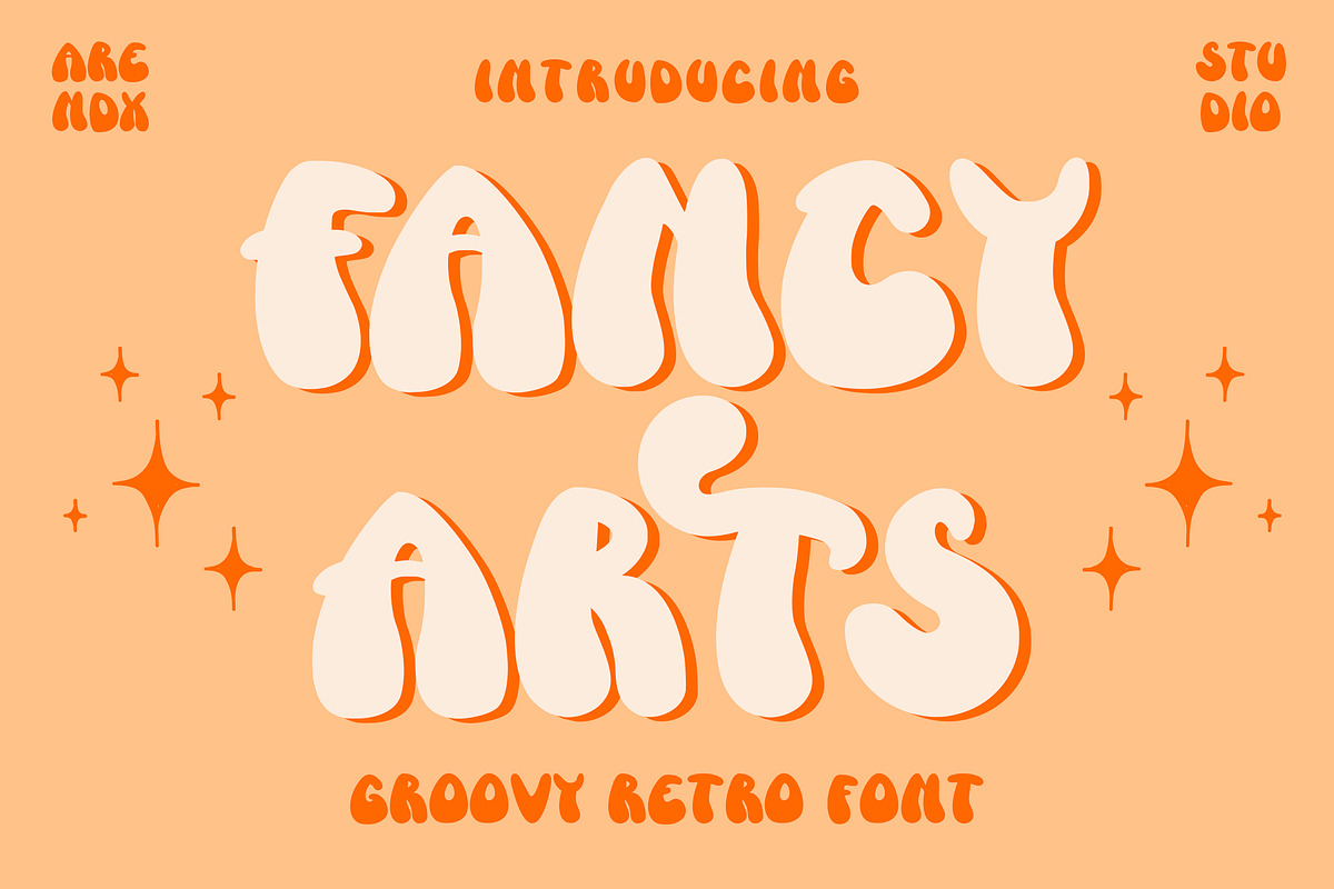 Fancy Arts - Groovy Retro Font, a Font by Arendxstudio (Photo 1 of 9)