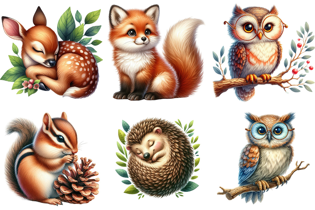 Baby Safari Png, Animals Clipart, an Illustration by Watercolor design (Photo 3 of 4)