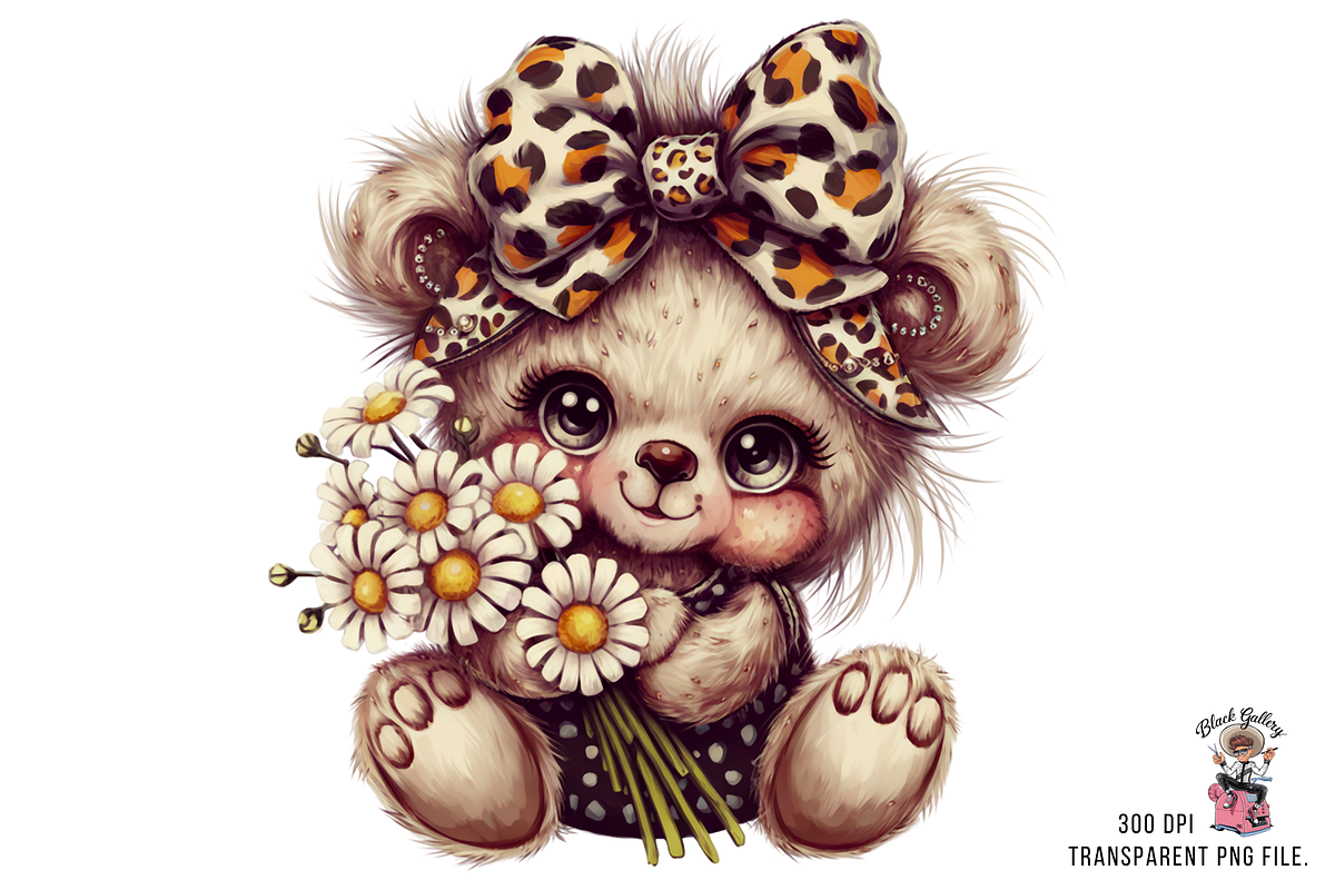 Bear with Leopard Bow PNG Bundle, a Graphic by Clipart Bloom (Photo 7 of 12)