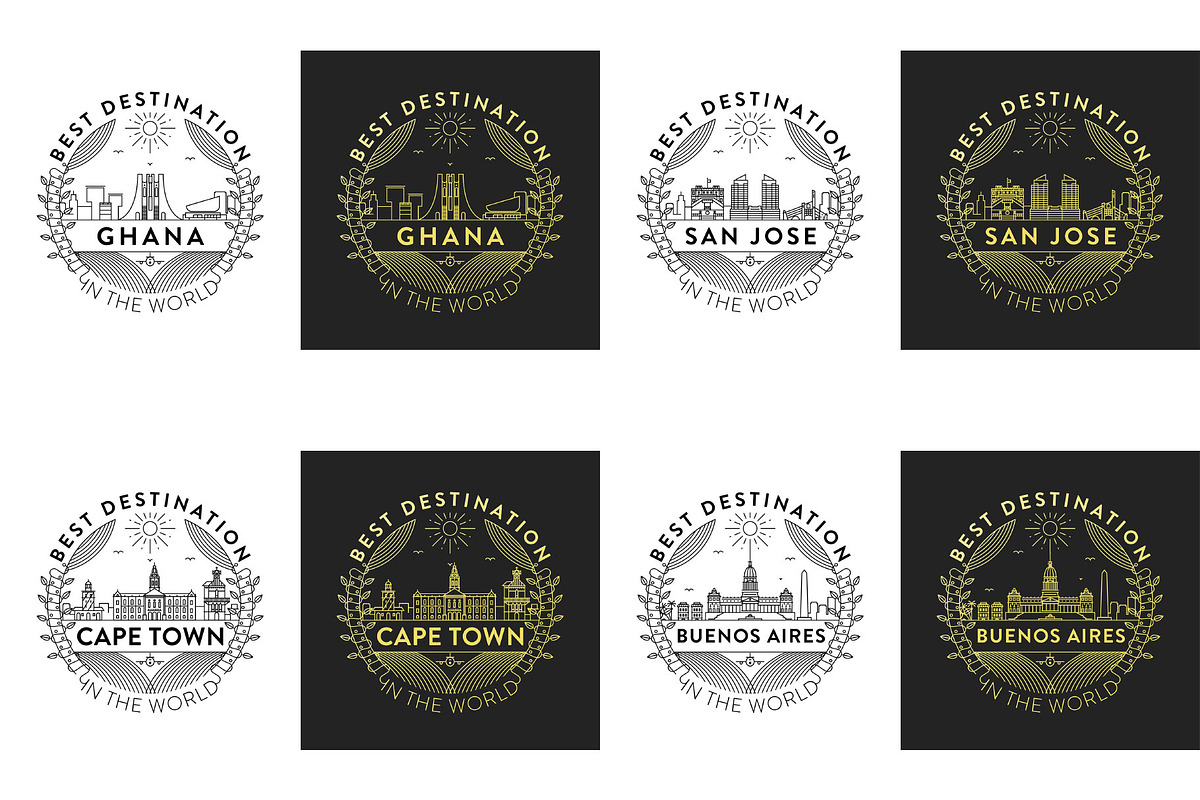44 Linear City Badges, an Outline Icon by Kursat Unsal (Photo 15 of 25)