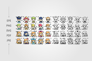 profession icon set featuring, an Outline Icon by lawoel