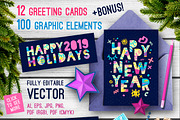2019 New Year Christmas Blue Bundle, an Object Graphic by Iraida_Bearlala (Thumbnail 4 of 7)