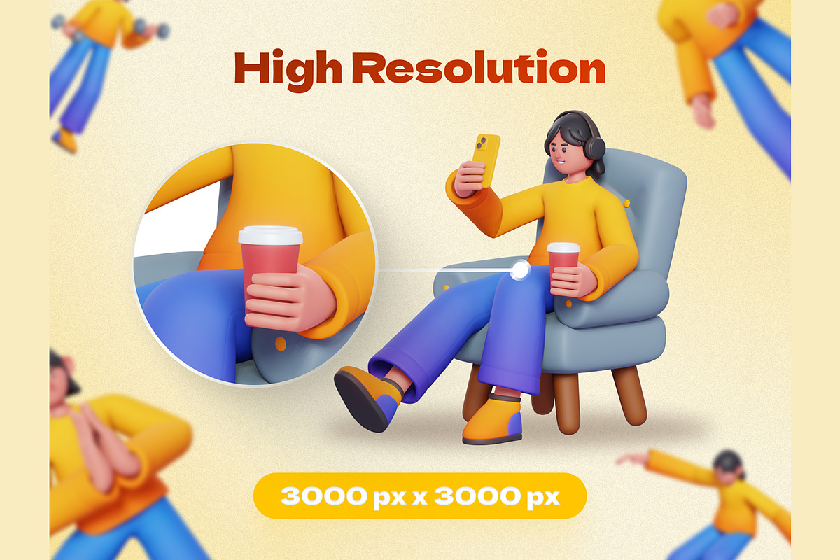 Daily Activity 3D Characters, a Characters & Person 3D Model by Rakata Studio (Photo 3 of 6)