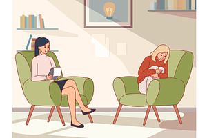 Woman in psychologist office, a Person Illustration by YummyBuum