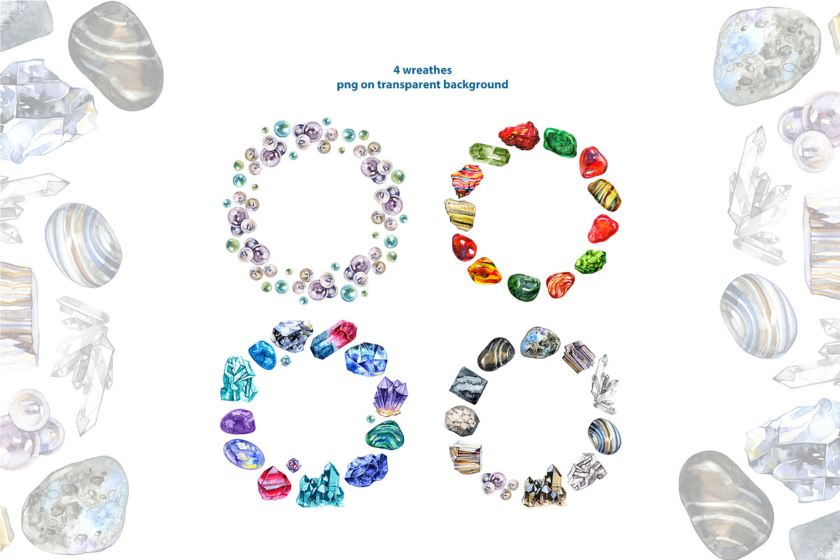 Watercolor minerals and gems, an Illustration by NataliMiasStore (Photo 4 of 10)