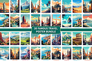 Famous Travel Places Poster Bundle, a Decorative Illustration by Genius Graph (Thumbnail 1 of 6)