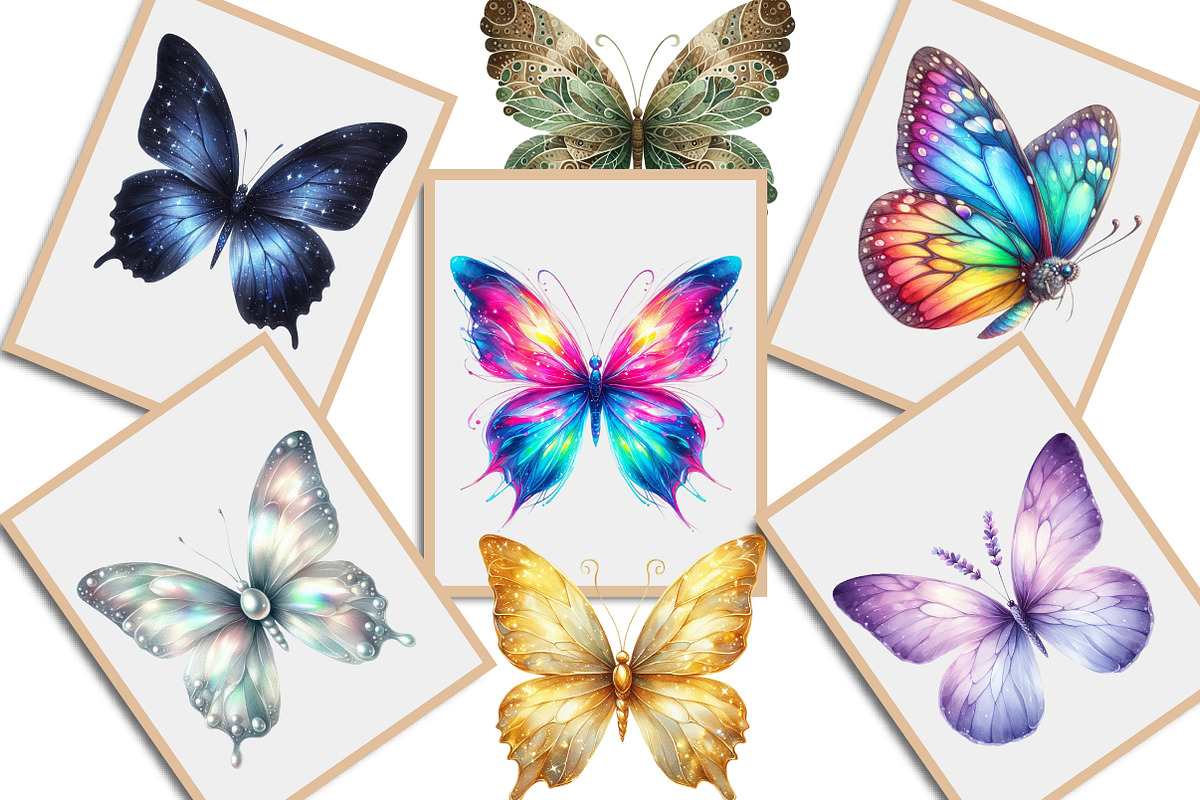 Watercolor Colorful Butterfly Png, an Illustration by Creative Art (Photo 7 of 9)