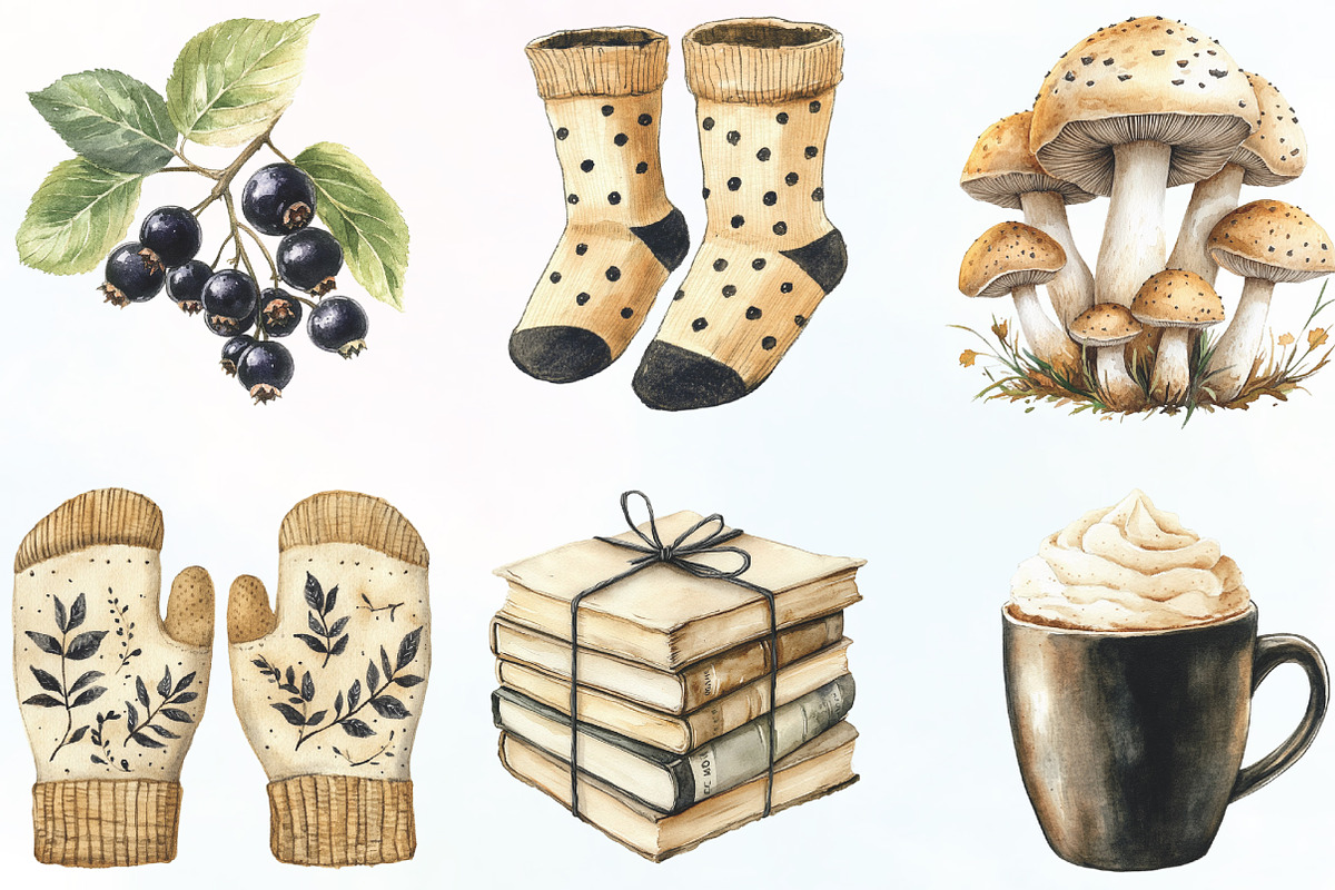 Beige & Black Autumn Clipart, an Illustration by CraftArtStudio (Photo 2 of 6)