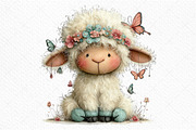 Whimsical Easter Sheep Clipart, an Illustration by Craft Nest (Thumbnail 10 of 11)