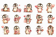 Valentine Penguin Heart Gift Clipart, an Illustration by Libby Wishes (Thumbnail 2 of 5)